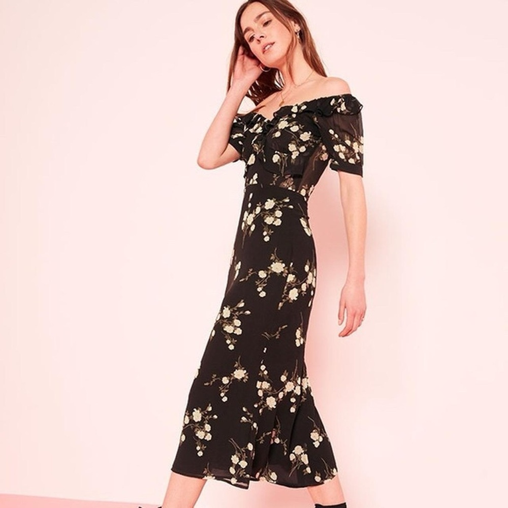 Perfect Reformation Floral Print Midi Dress